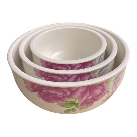 China Nesting Bowls Rose Chintz Design Coastline set of 3 - Picture 6 of 13